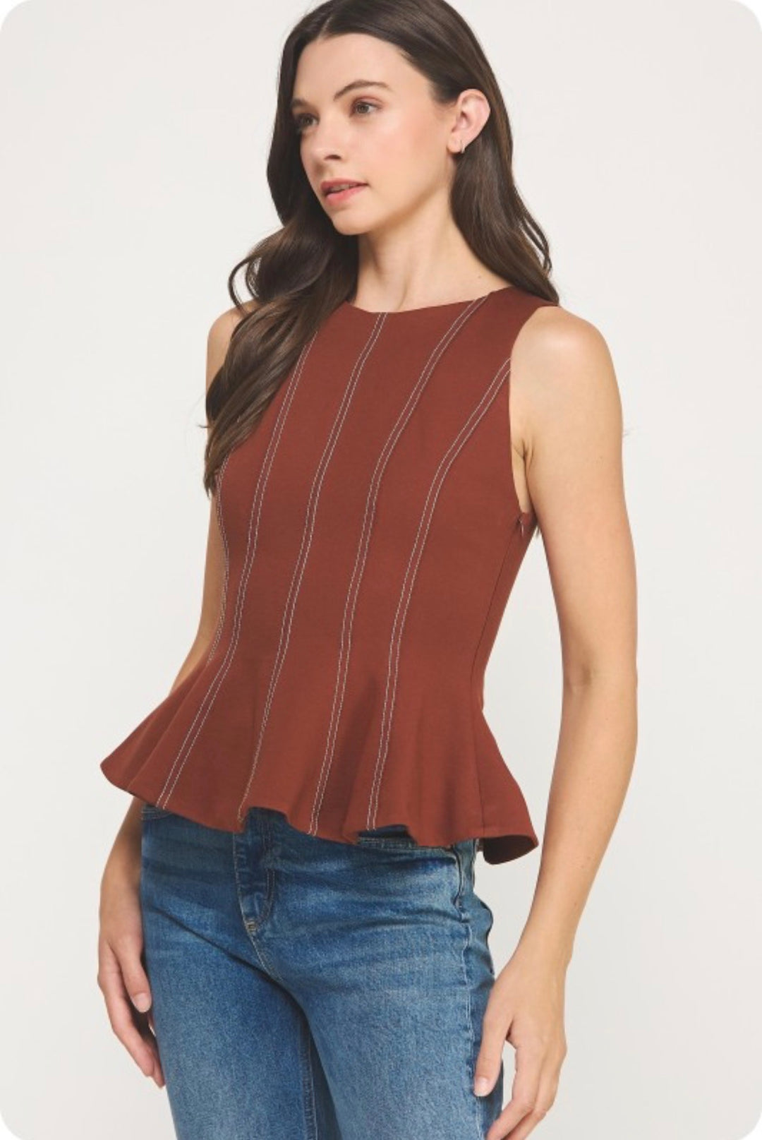 Top Stitch Peplum Top