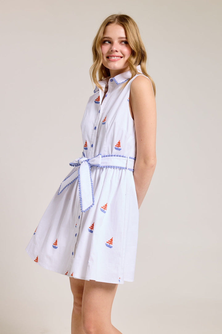 Sailboat Poplin Mini Dress