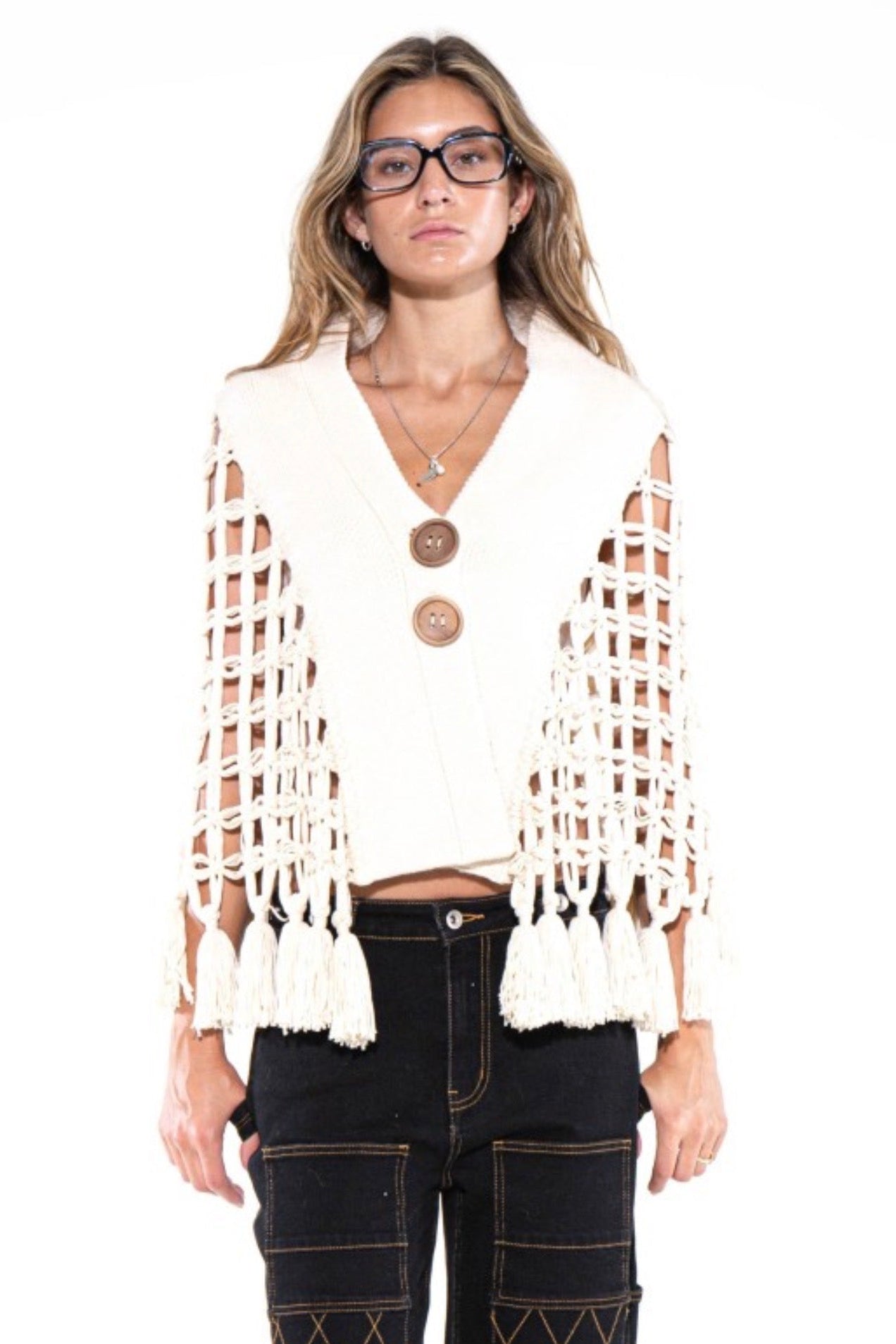 Golden Macrame Cape Vest – Chica Chic