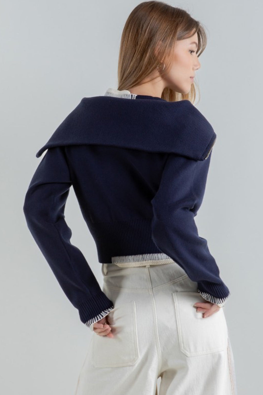 Kiele Double Layer Zip Up Sweater