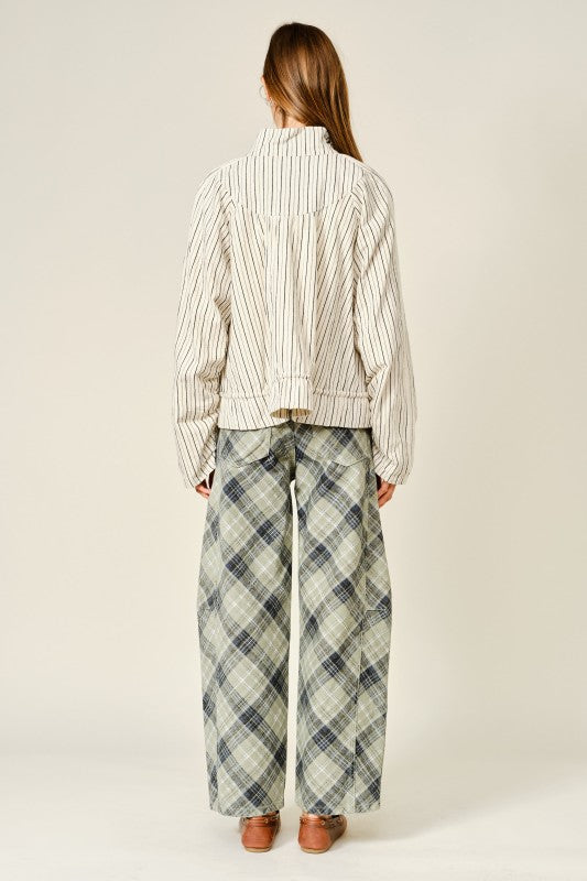 Evening Pinstripe Funnel Neck Jacket