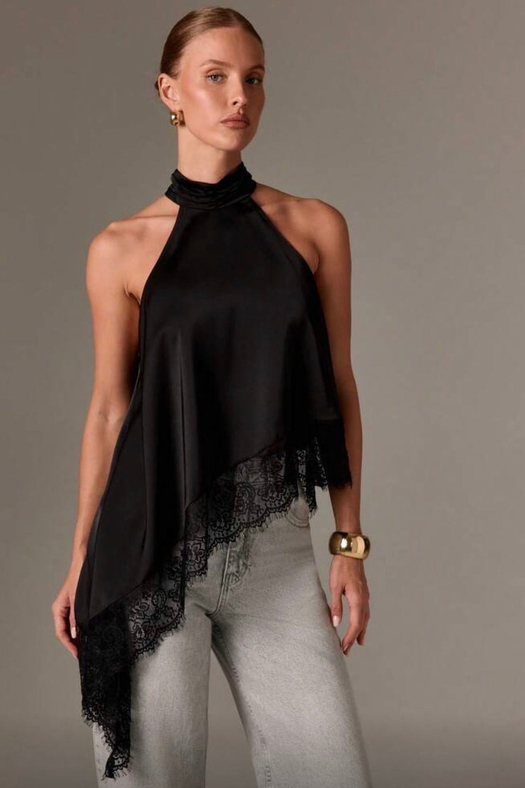 Lacey Assymetrical Lace Top