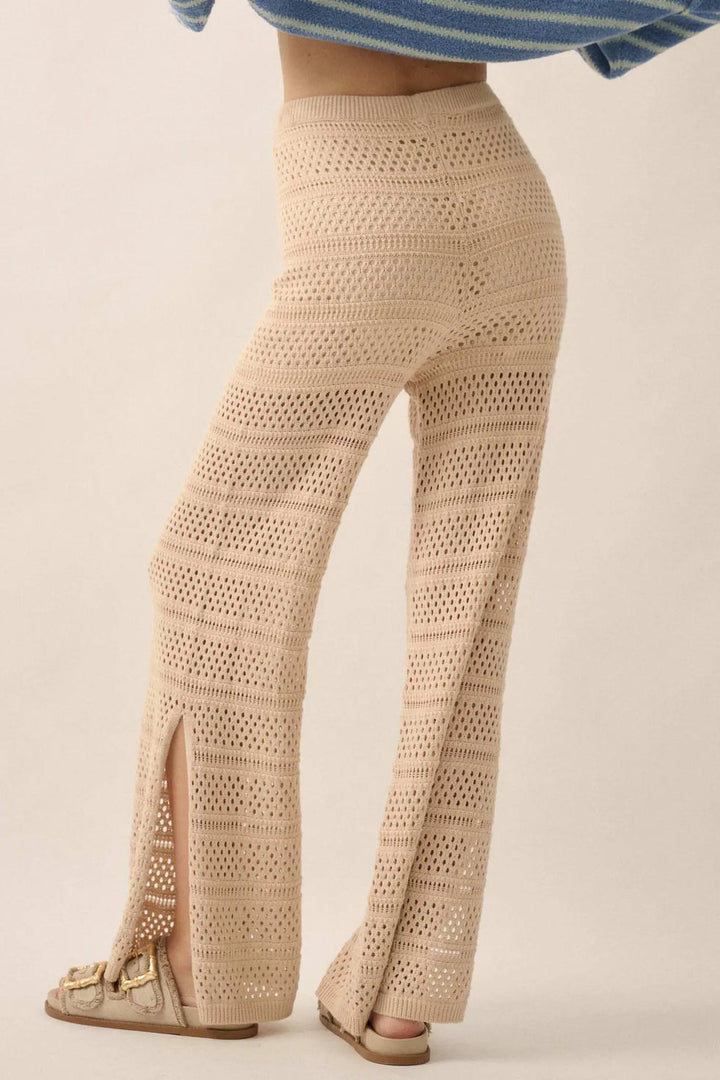 Daytime Hang Crochet Split Hem Pants