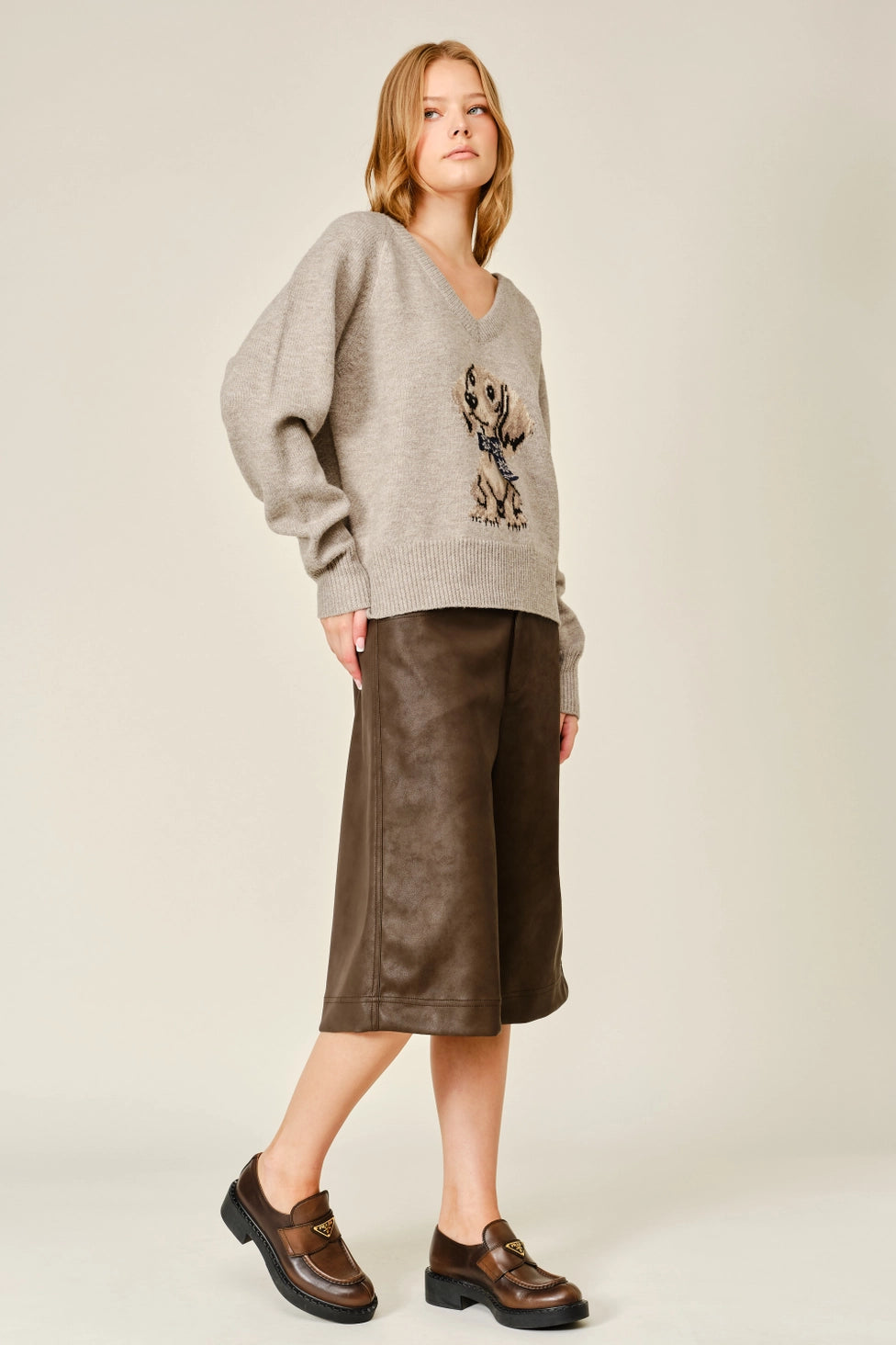 Cozy Bruno Graphic V-Neck Sweater
