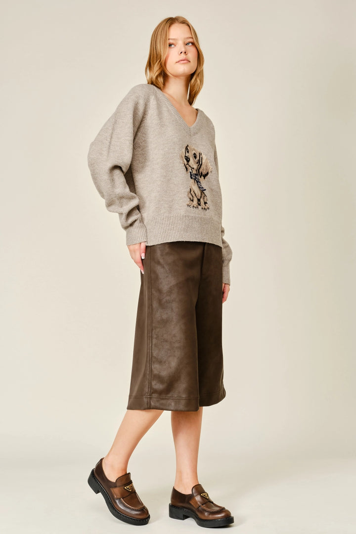 Cozy Bruno Graphic V-Neck Sweater