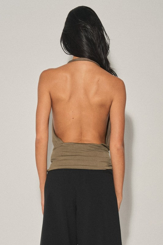 Sunset Knit Draped Halter Top