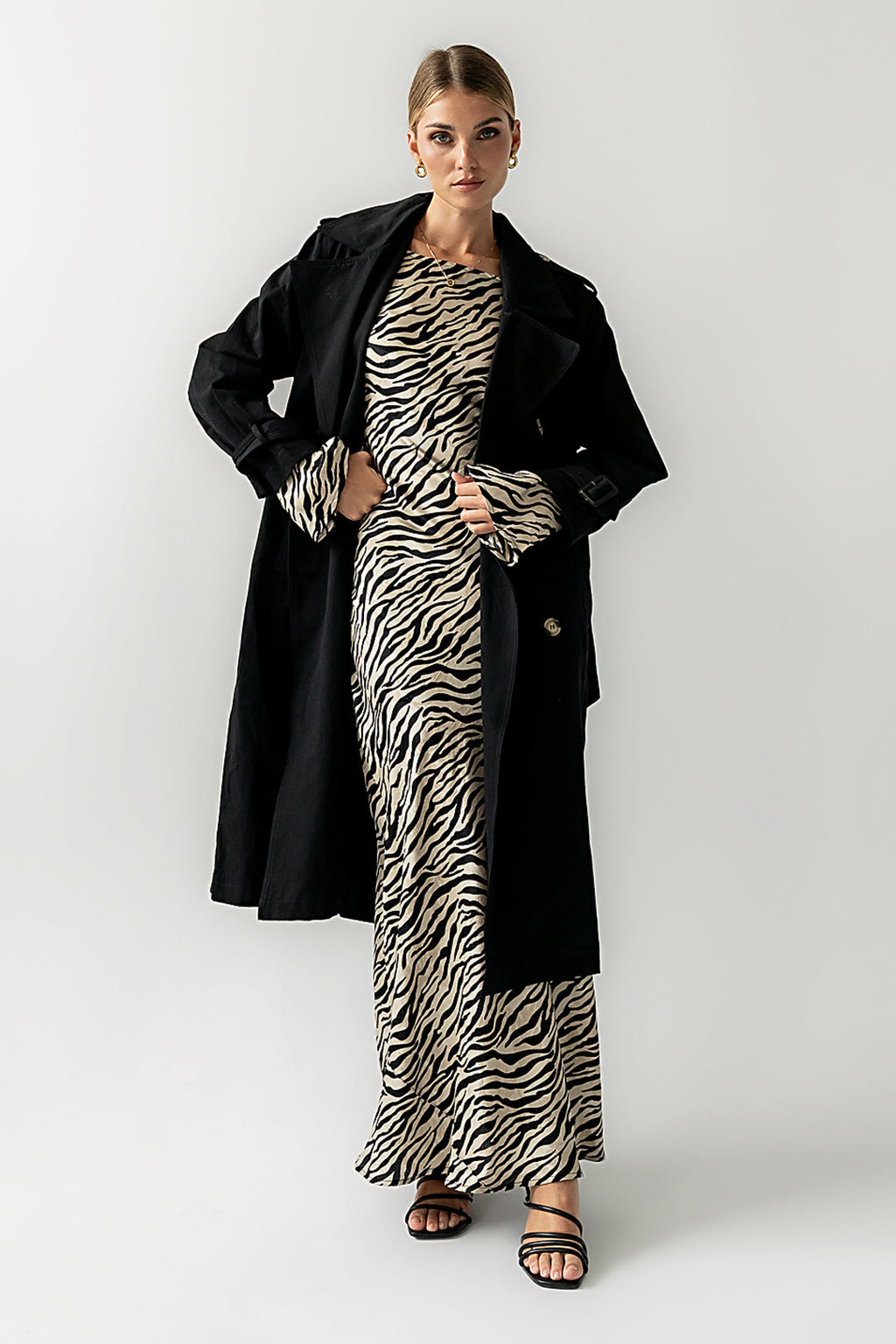 Satin Zebra Maxi Dress
