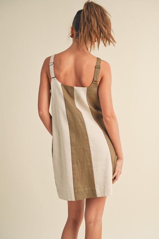 Willa Color Block Linen Midi Dress