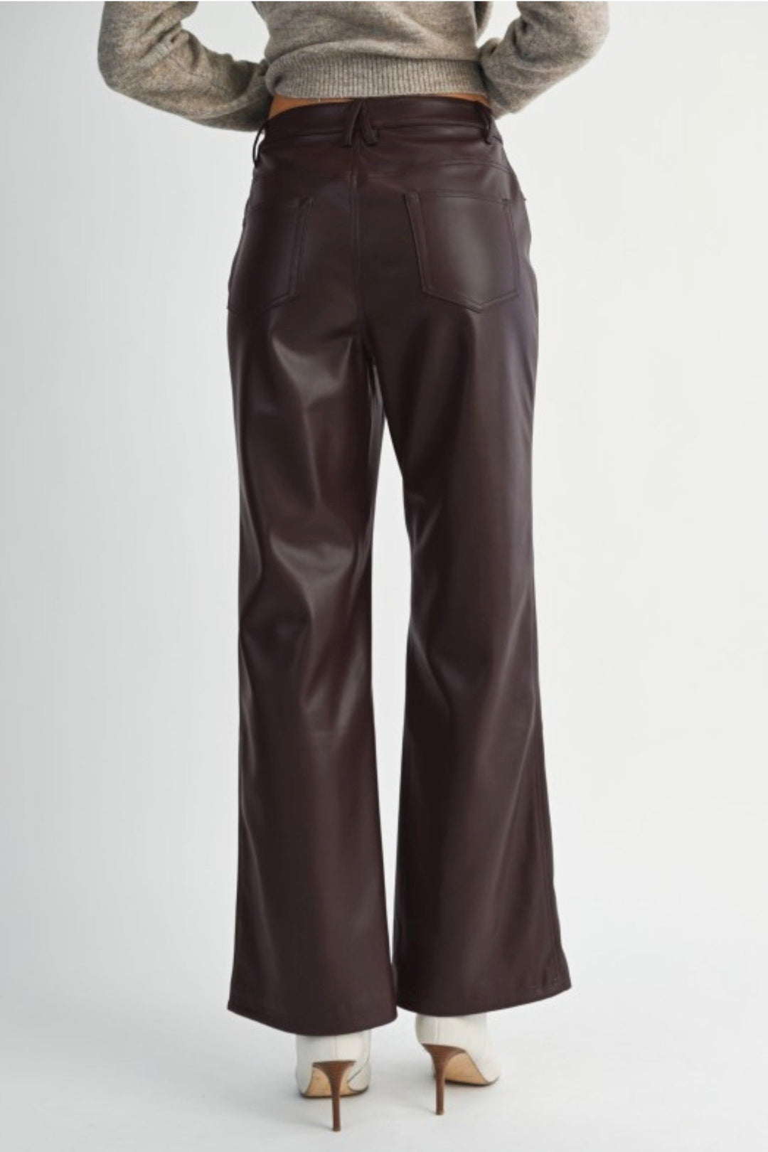 Coleen Faux Leather Straight Bottoms