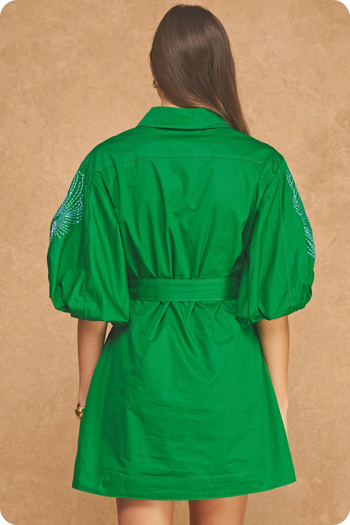 Kelson Embroidered Mini Shirt Dress
