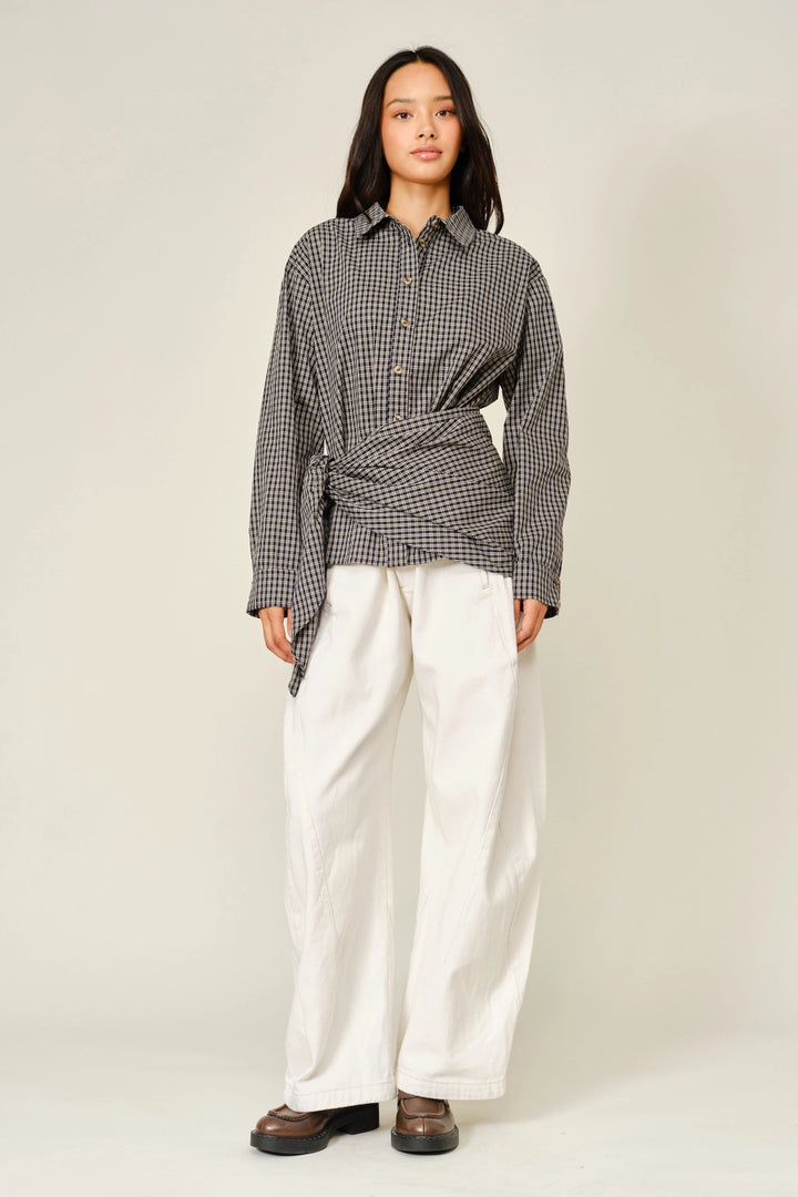 Oxford Plaid Scarf Detail Button Down