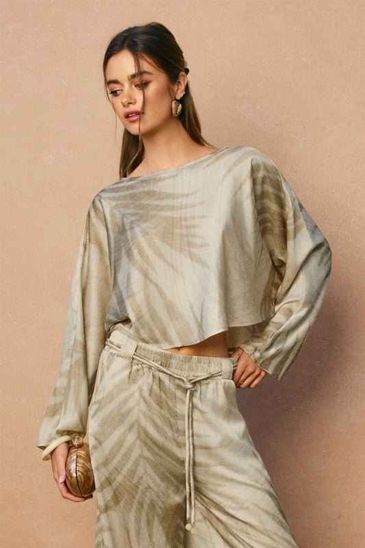 Tropical Leaf Batwing Top
