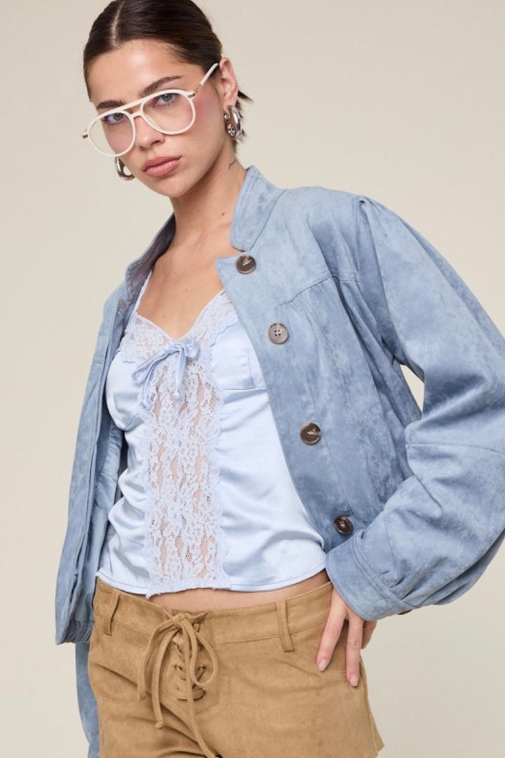 Preppy Suede Bomber Jacket