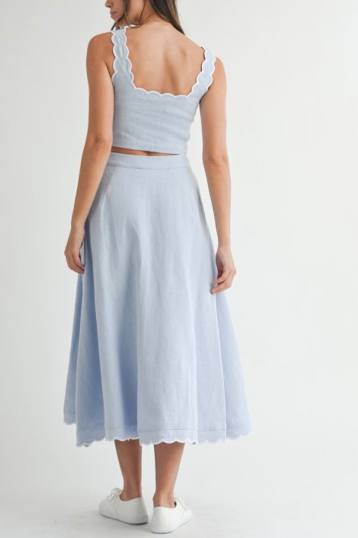 Scallop Edge Midi Skirt