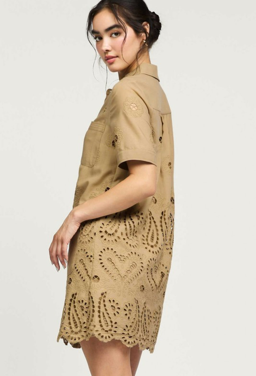 Delani Eyelet Embroidered Mini Dress