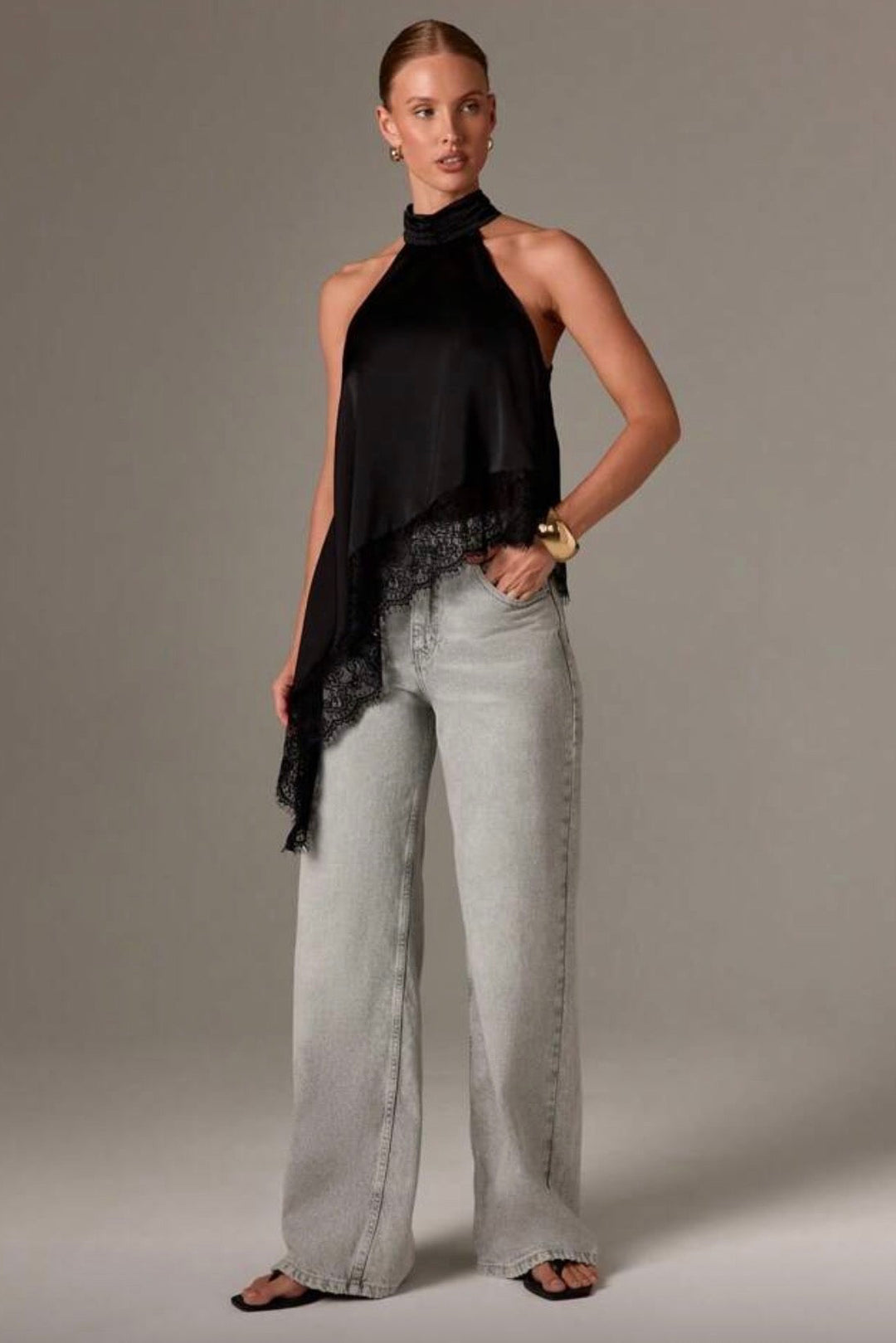 Lacey Assymetrical Lace Top