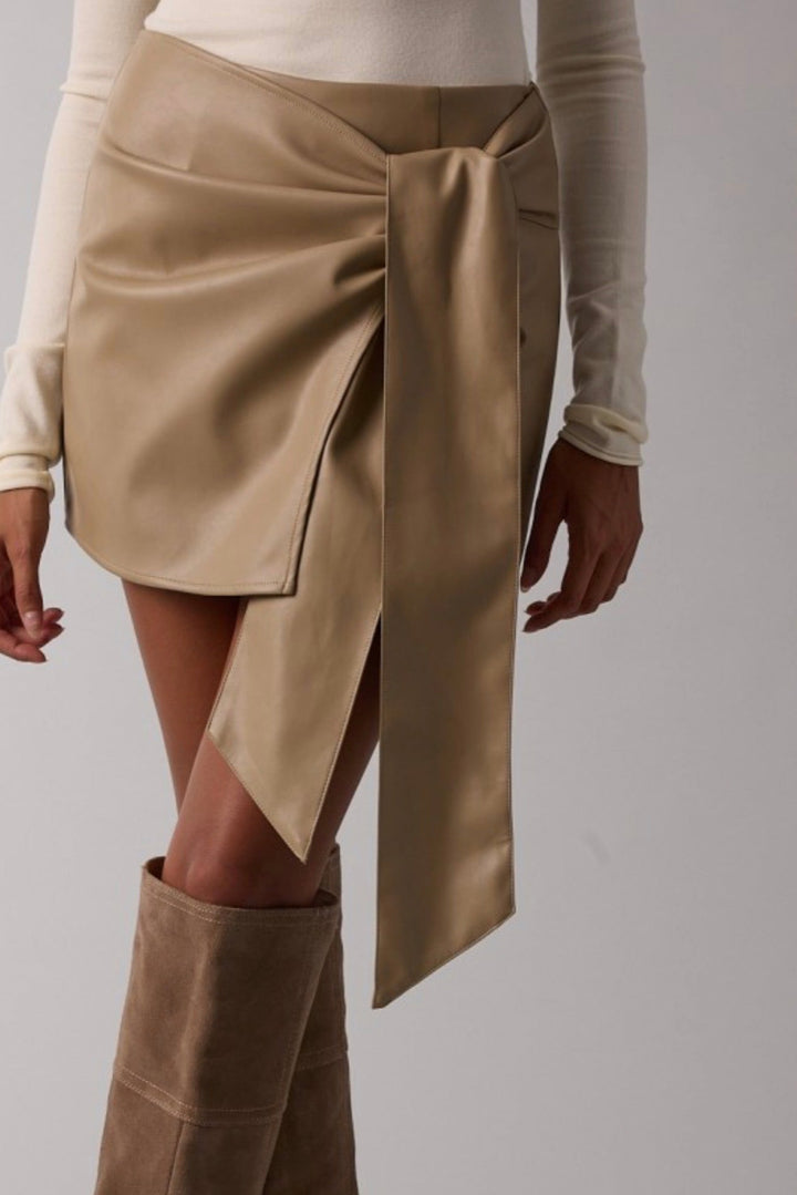 Tedy Faux Leather Wrap Skort