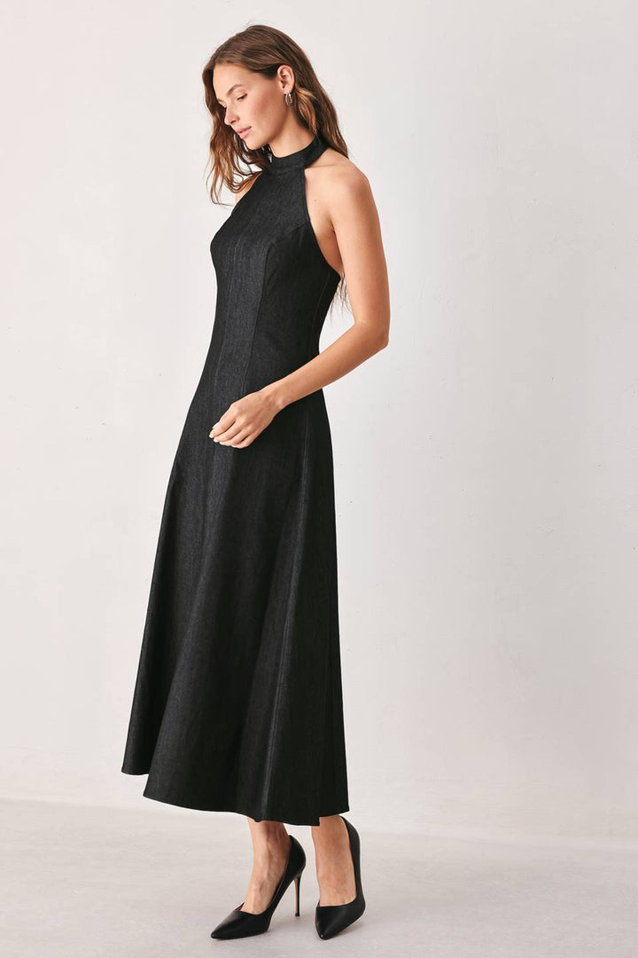 Villa Dark Denim Halter Dress