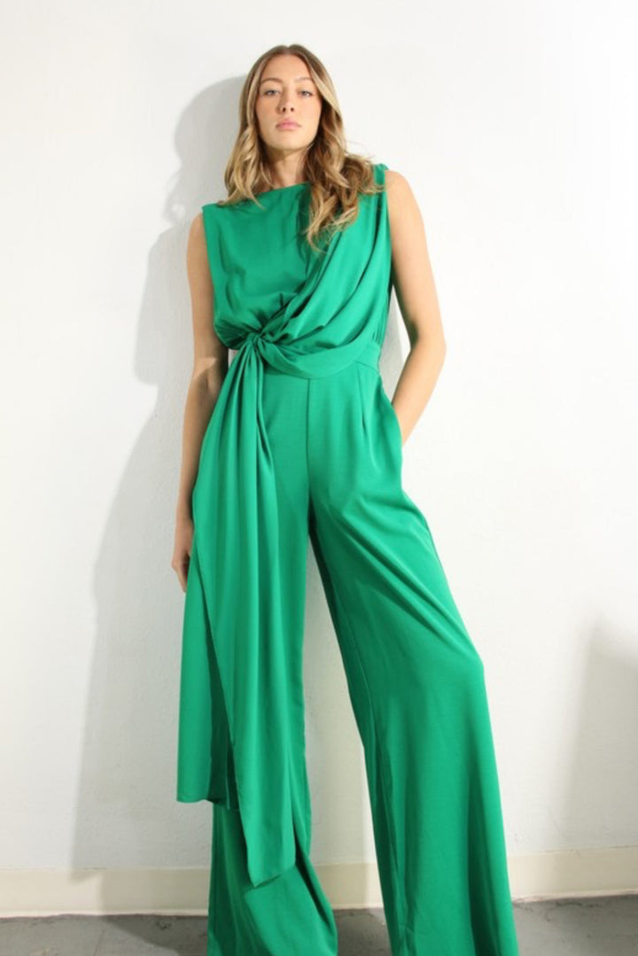 Collecting Compliments Drape Shoulder Jumpsuit