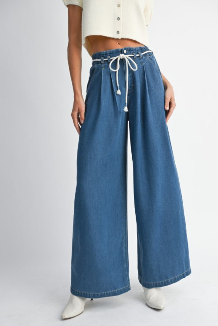 Matilda Pleated Jean With Rope Belt Detail