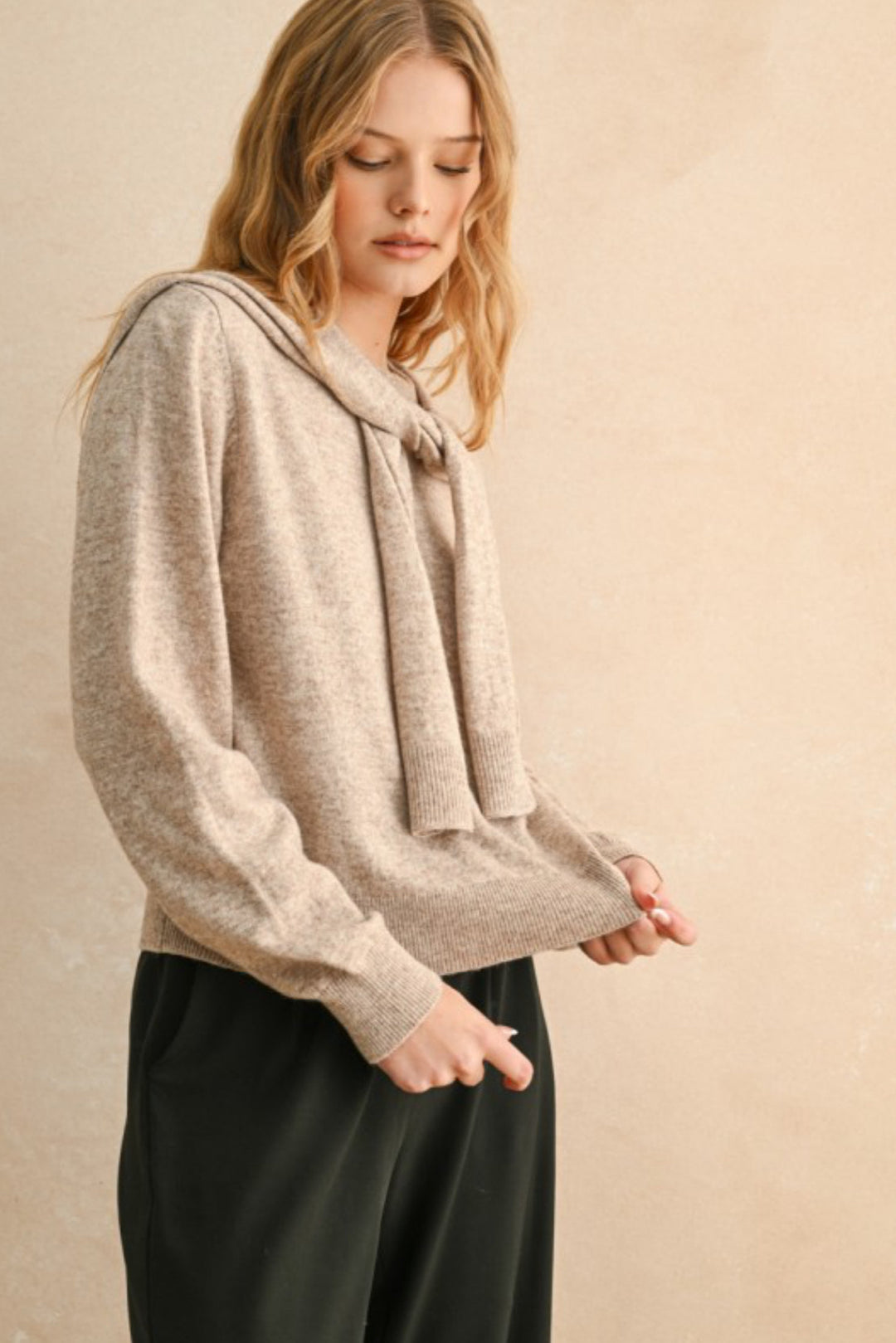 Maddie Round Neck Sweater With Shoulder Detail