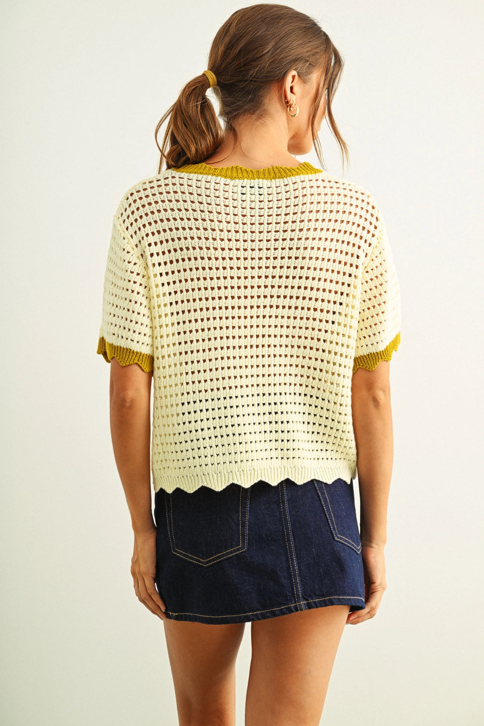 Zya Scallop Detail Knit Top