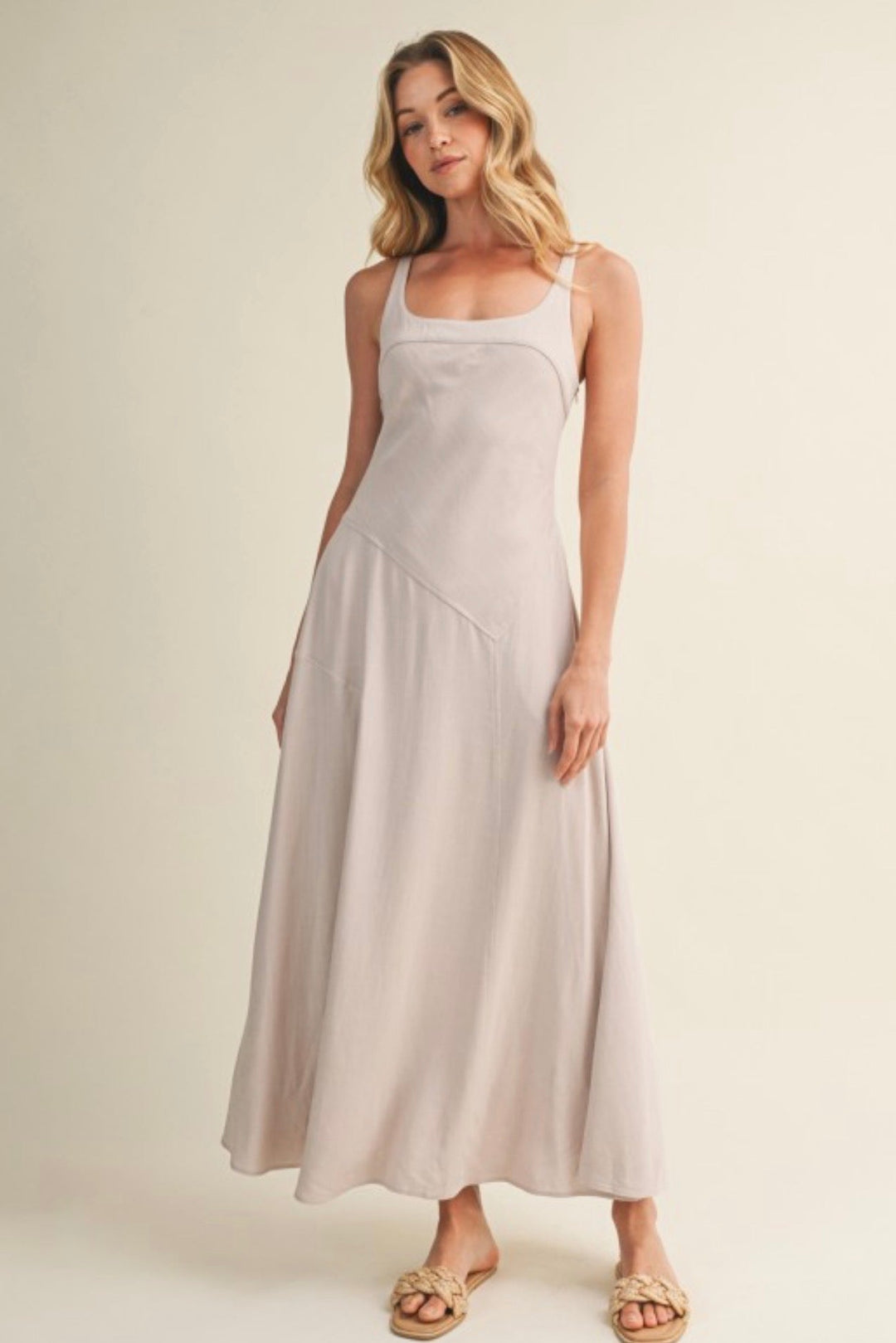 Sandra Square Neck Detail Maxi Dress