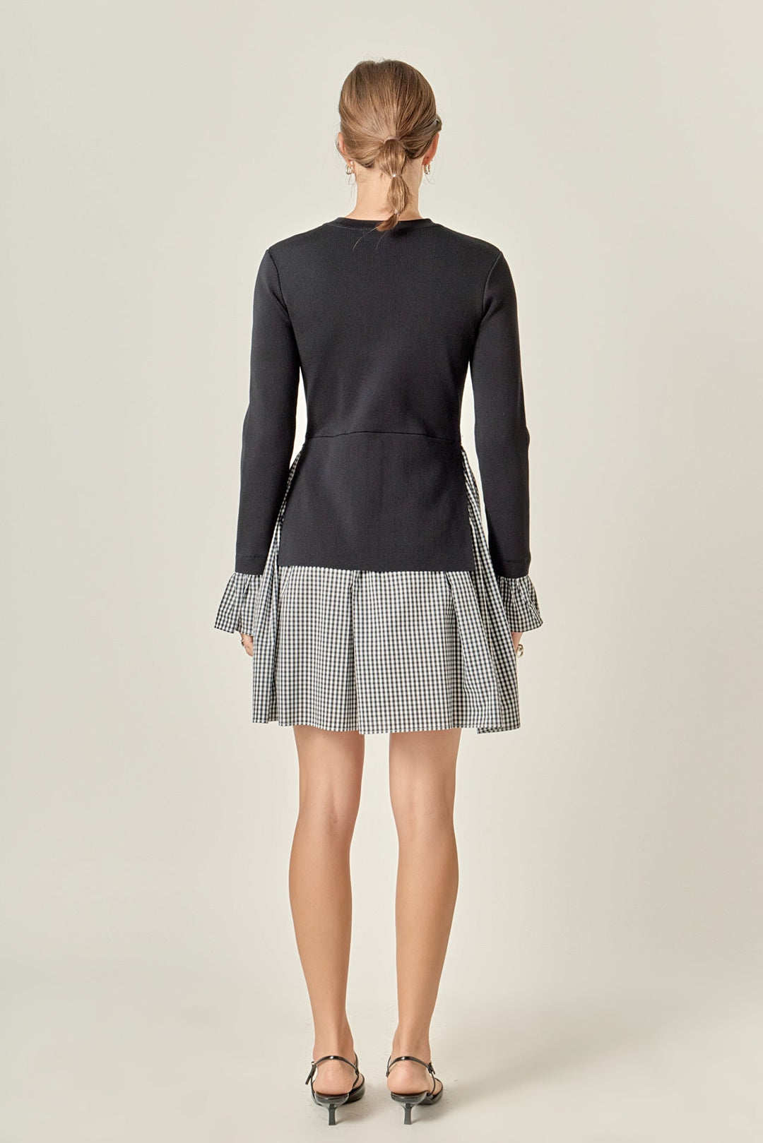 Keep It Together Mixed Media Gingham Dress