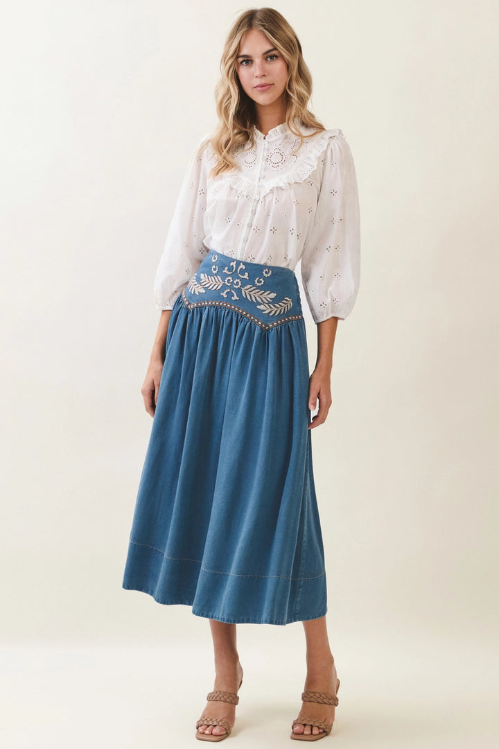 Season Calling Embroidered Skirt
