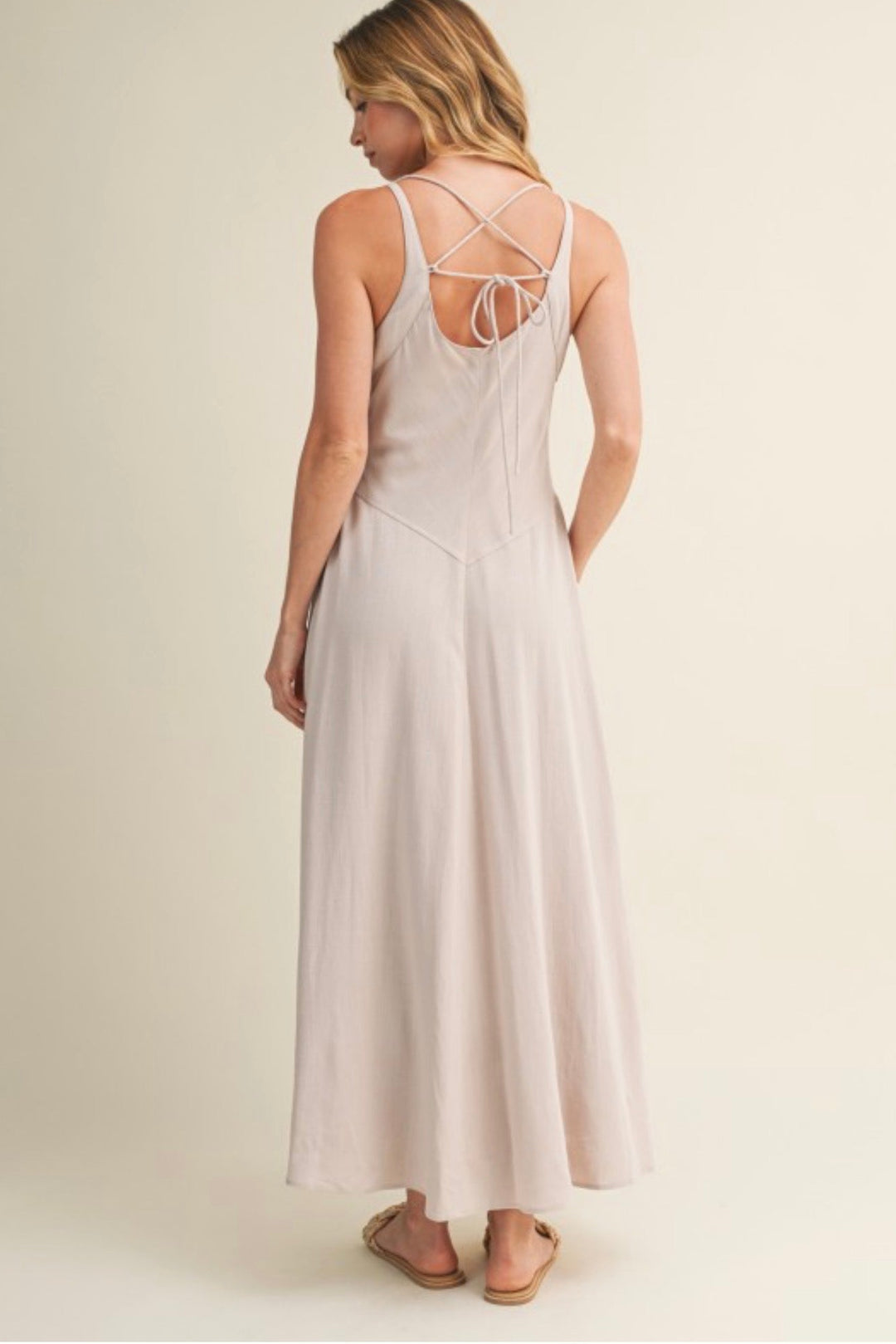 Sandra Square Neck Detail Maxi Dress