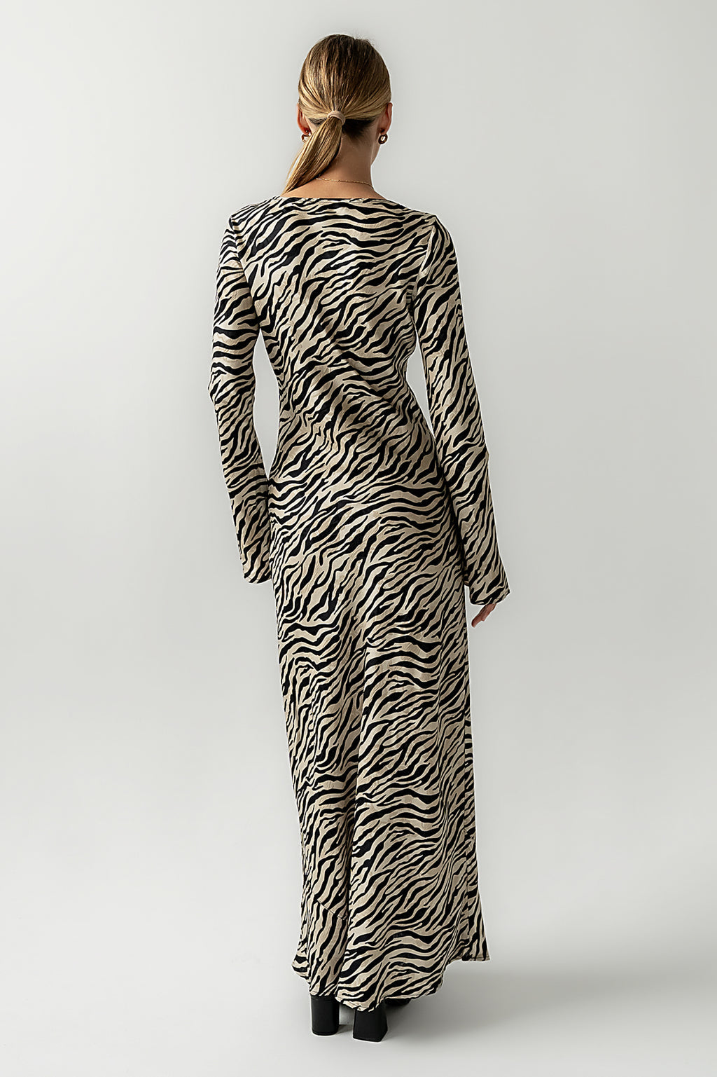 Satin Zebra Maxi Dress