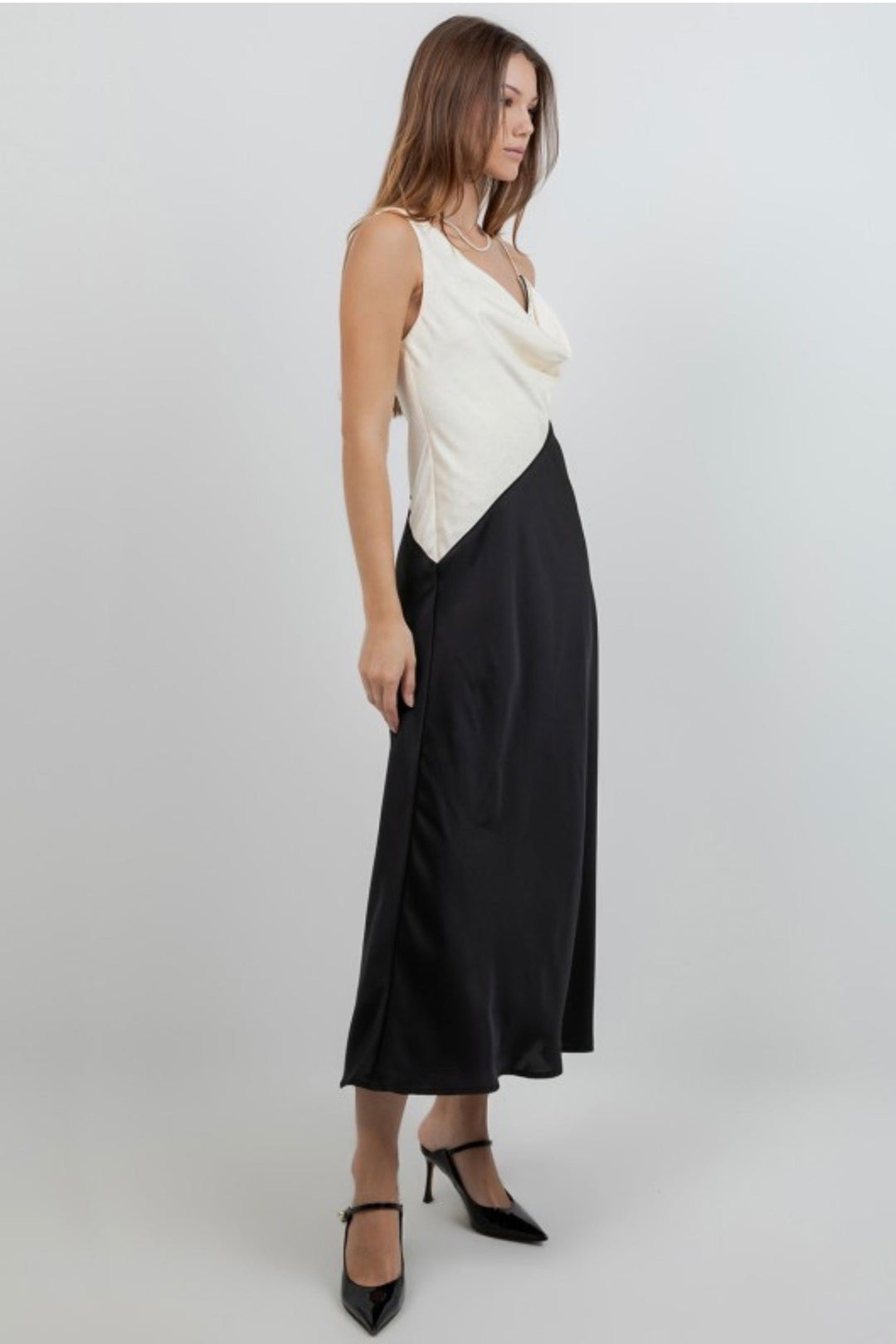 Just A Peak Cowl Neck Dress