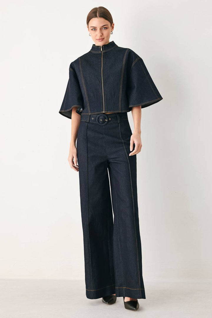 Dark Denim Capelet Top
