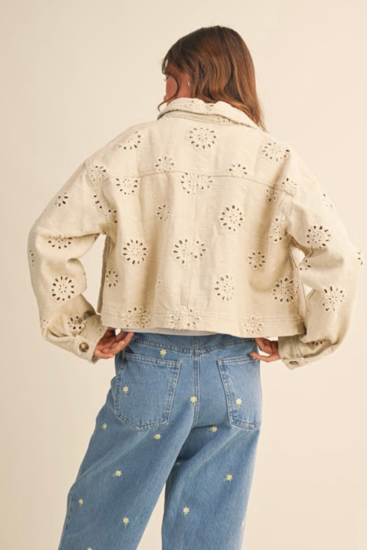 Leslie Eyelet Twill Trucker Jacket