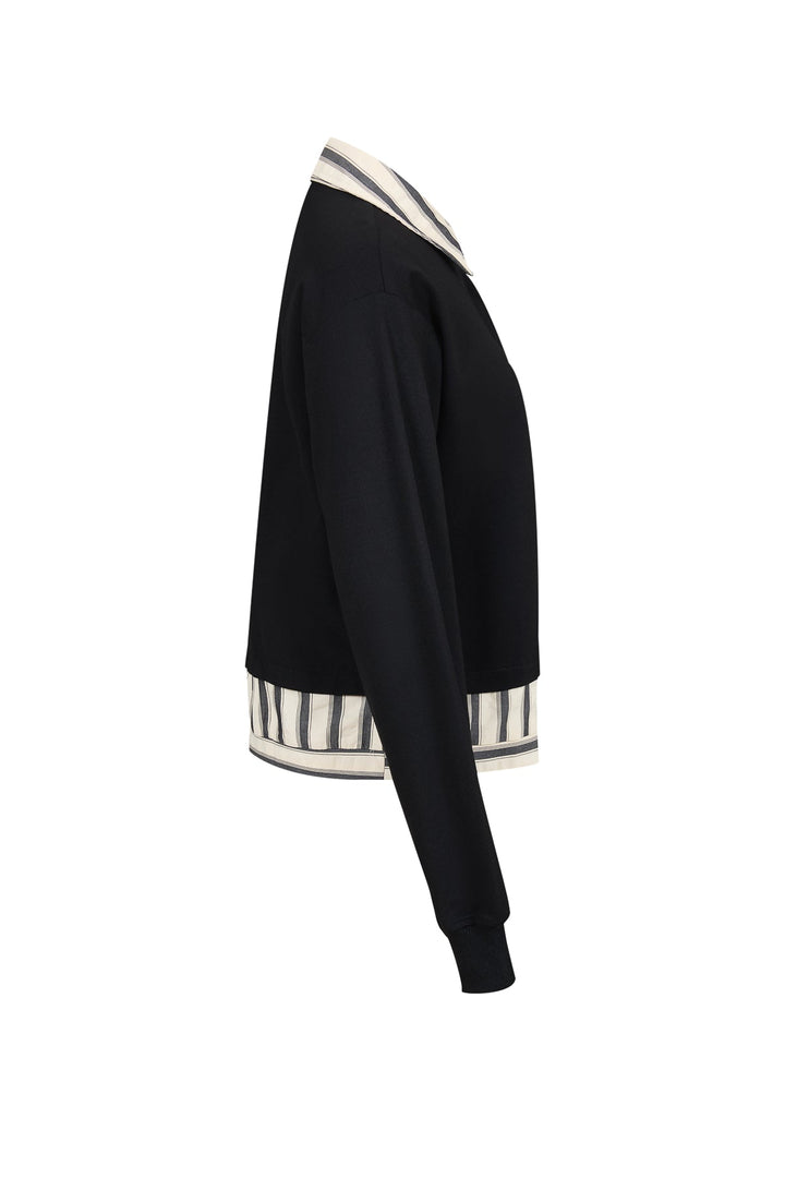 Head Over Knit Collar Sweatshirt Top