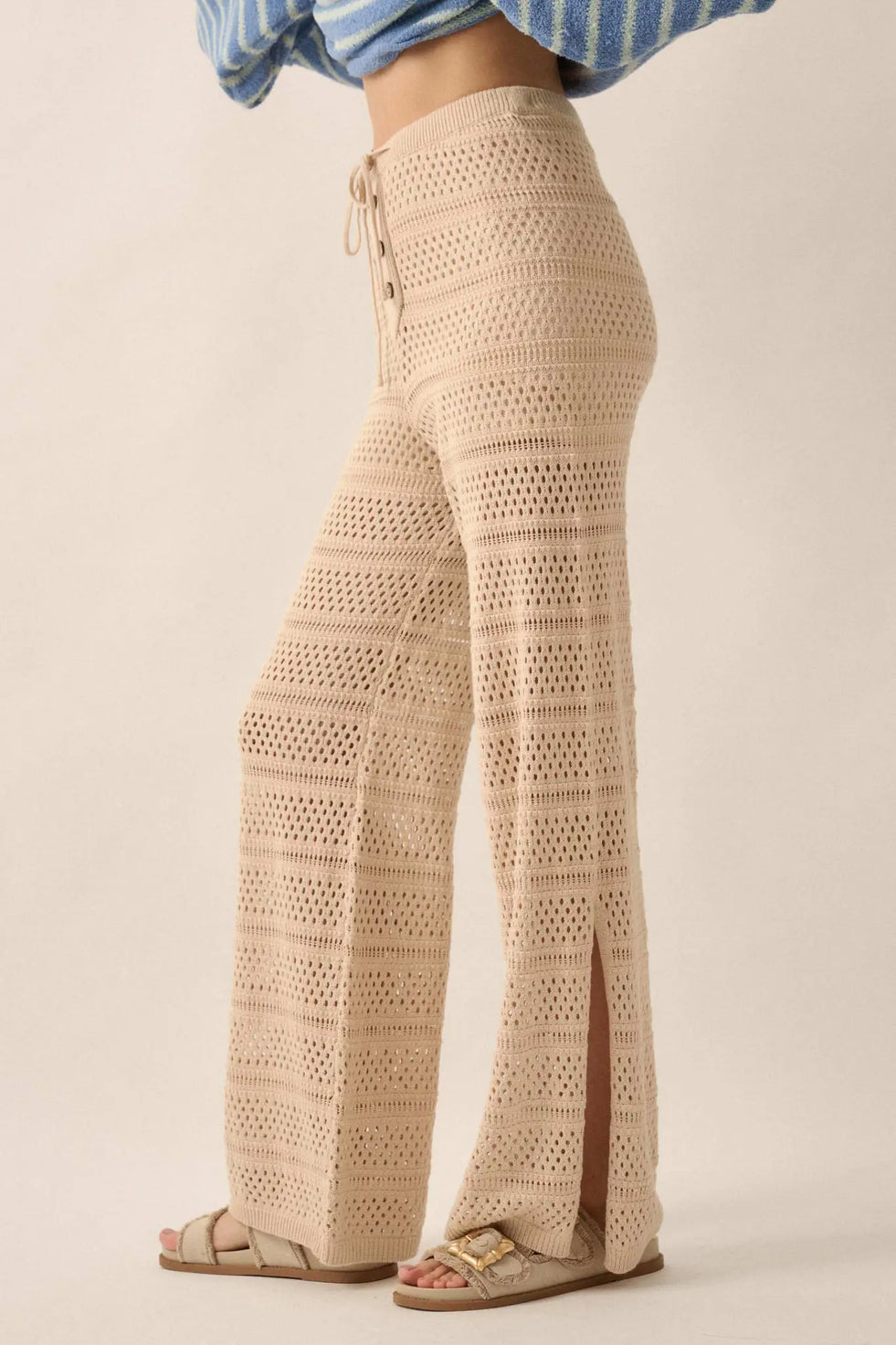 Daytime Hang Crochet Split Hem Pants