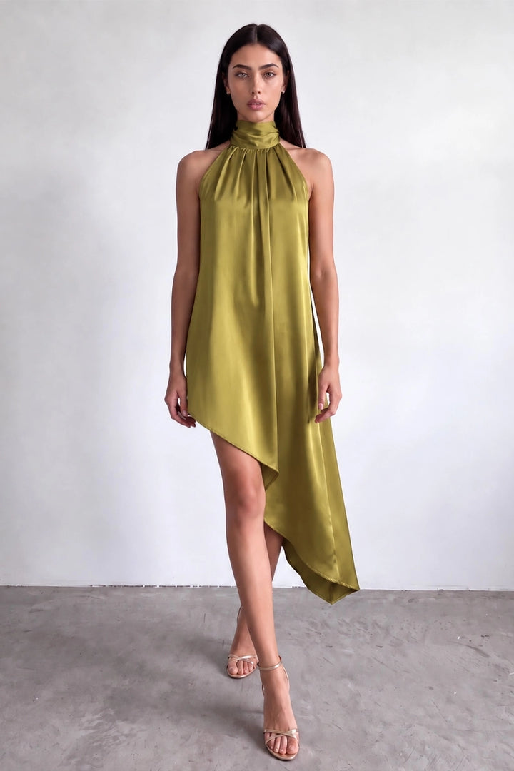 Stay Darling Asymmetrical Hem Halter Dress