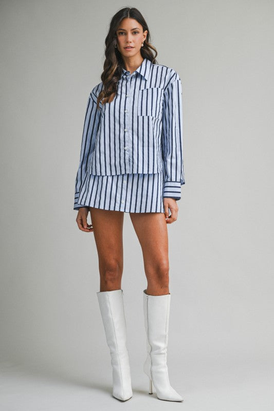 Kiki Stripe Button Down Top