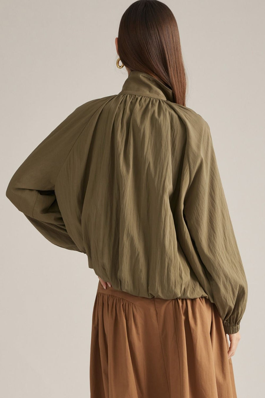 Take It Easy High Neck Gathered Jacket