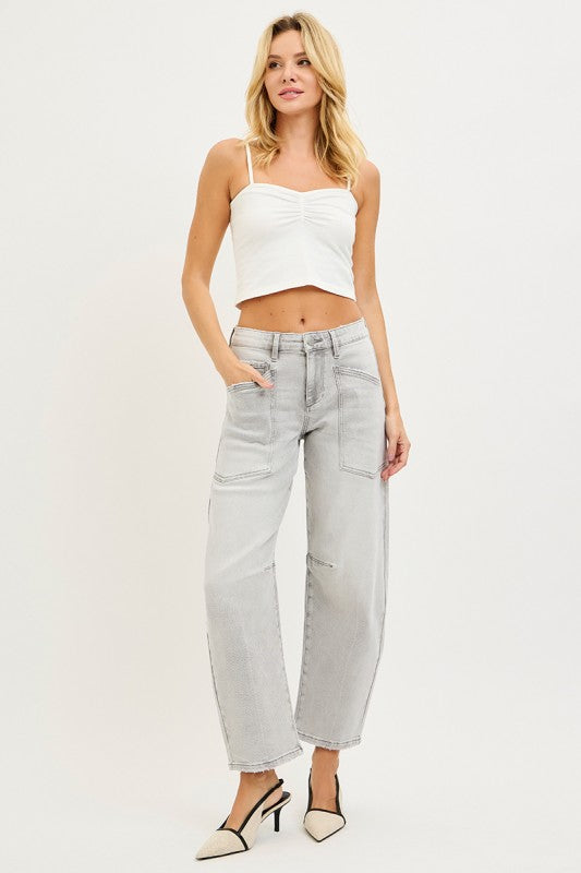 In Rotation Mid Rise Barrel Jeans