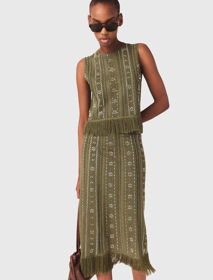 Green For You Fringe Skirt