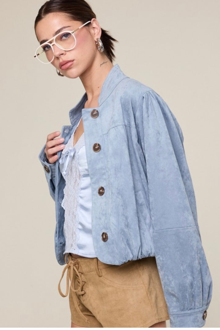 Preppy Suede Bomber Jacket