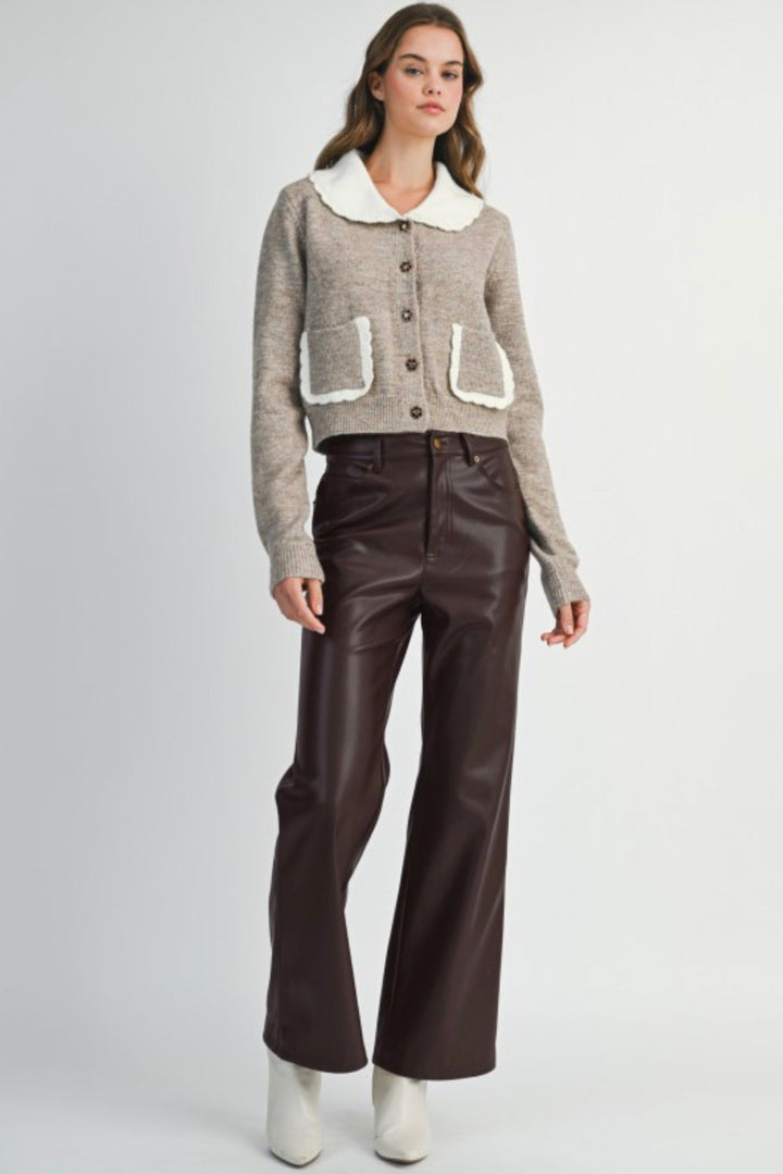 Coleen Faux Leather Straight Bottoms