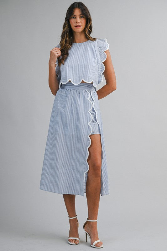 Pin Stripe Scallop Skirt