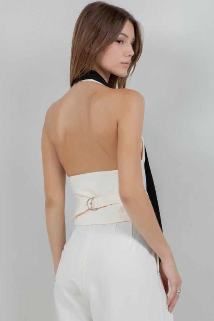 I'm Busy Contrast Satin Top