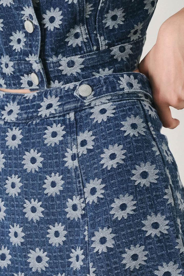 Amelie Denim Jacquard Skort