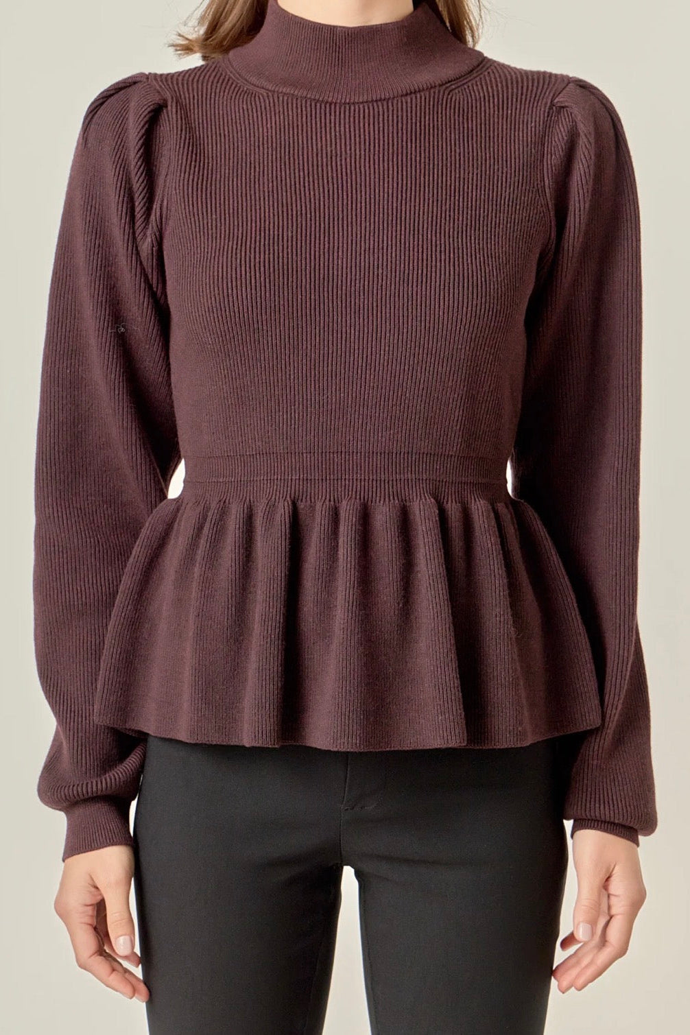 City Peplum Knit Sweater
