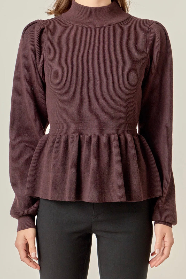 City Peplum Knit Sweater