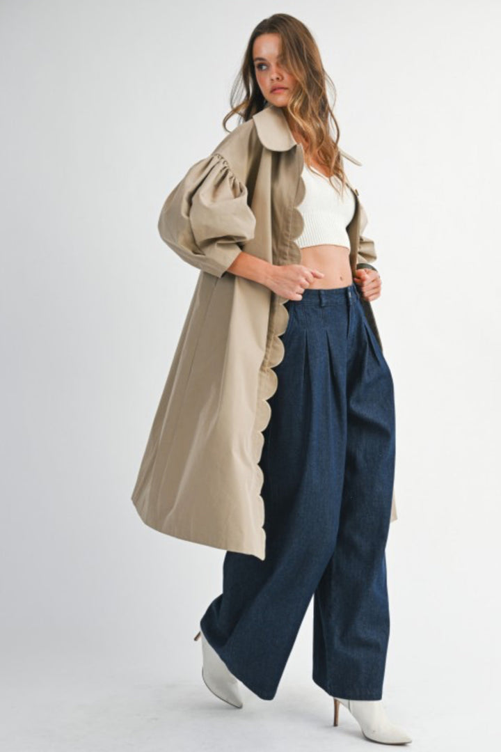 Puff Sleeve Scallop Trench
