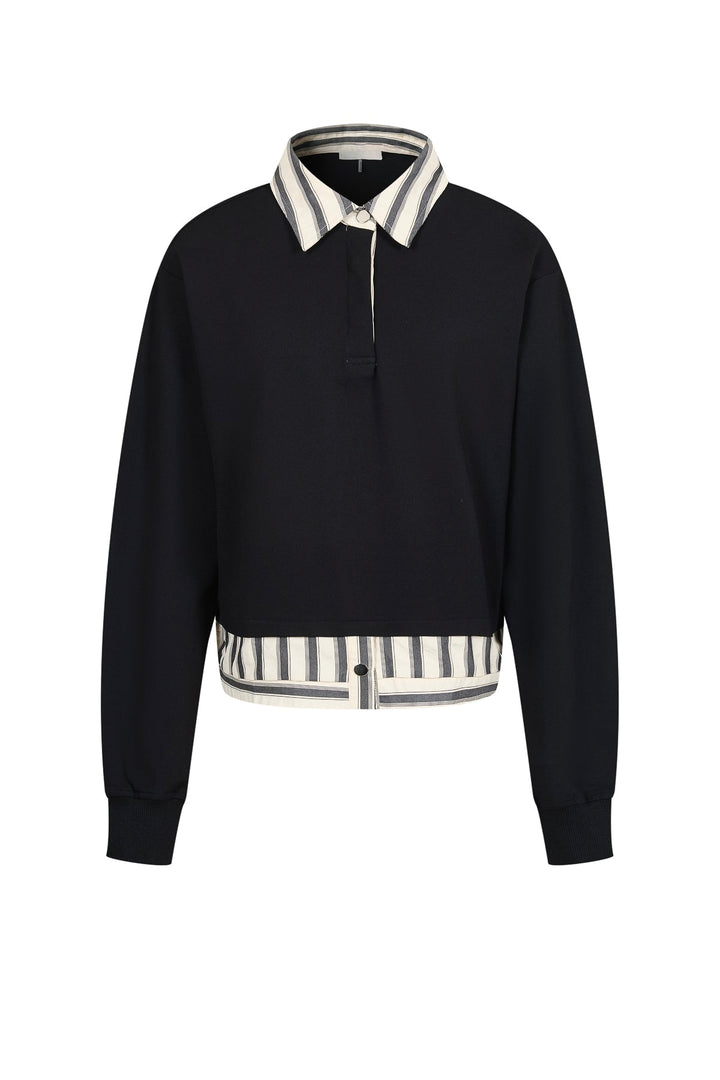 Head Over Knit Collar Sweatshirt Top